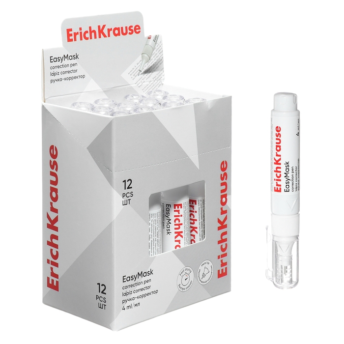 Ручка-корректор 4 мл, ErichKrause Standard, с металлическим наконечником Ручка-корректор 4 мл, ErichKrause Standard, с металлическим наконечником