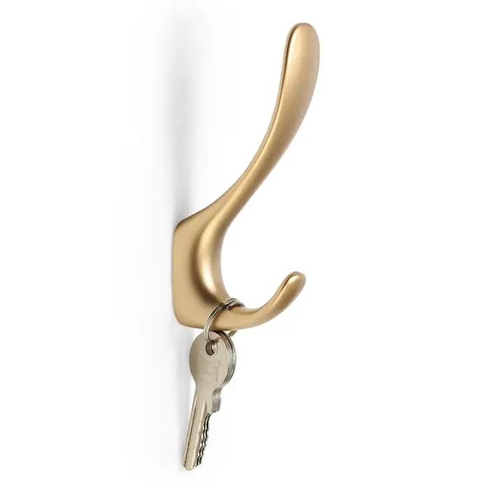 Крючок мебельный CAPPIO HEEL LIGHT 45BSG, двухрожковый, алюминиевый, цвет матовое золото