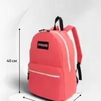 Рюкзак молодёжный на молнии, с карманом, однотонный, размер 29&times;12&times;39 см, розовый