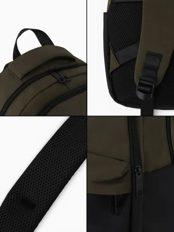 Рюкзак, 27*14*39 см, 2 отд 3н/карм, Комби, Водонепрон. дно, зеленый/черн