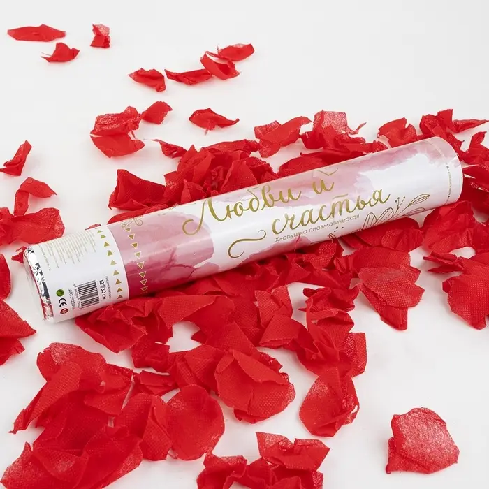 Хлопушка пневматическая "Лепестки роз", красный (12/30 см)