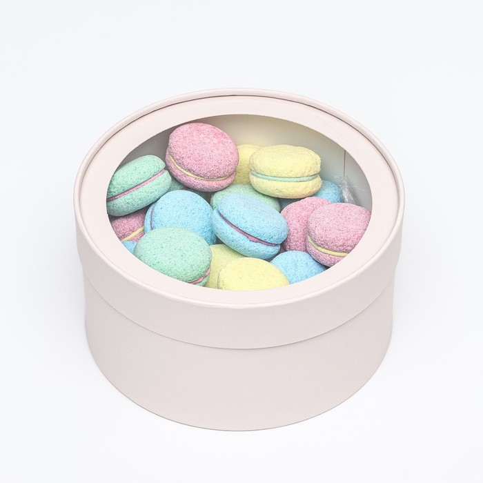 Подарочная коробка "Frilly" пудра, завальцованная с окном, 21 х 11  см