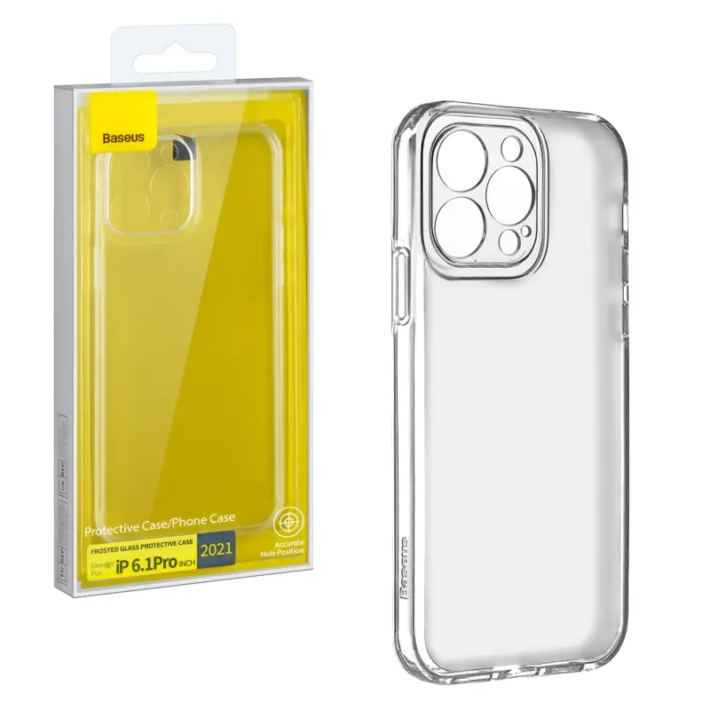 Чехол iPh 13 Pro (6.1) Frosted Glass Protective Case Baseus прозрачный Чехол iPh 13 Pro (6.1) Frosted Glass Protective Case Baseus прозрачный