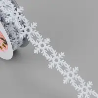 Лента декоративная фигурная &laquo;Снежинки&raquo;, 25 мм, 9&plusmn;0.5 м, белая