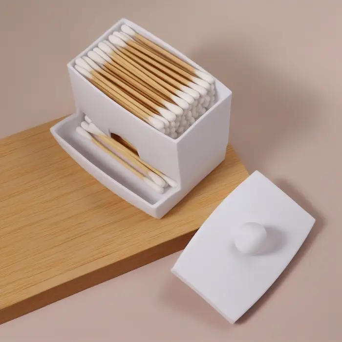 Органайзер для ватных палочек, с крышкой, 9&times;6.5&times;7.5 см, белый