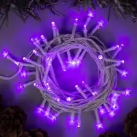 Гирлянда &laquo;Нить&raquo; 5 м, IP20, белая нить, 50 LED, 8 режимов, 220 В, свечение фиолетовое