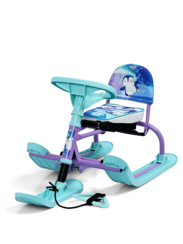 Снегокат &laquo;Twiny1+&raquo; с пингвинятами, со спинкой, голубой, фиолетовый, TW1+/П Nika Kids