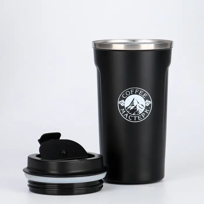 Термостакан Мастер К Original Coffee, 500 мл, сохраняет тепло 10 ч, нержавеющая сталь, чёрная