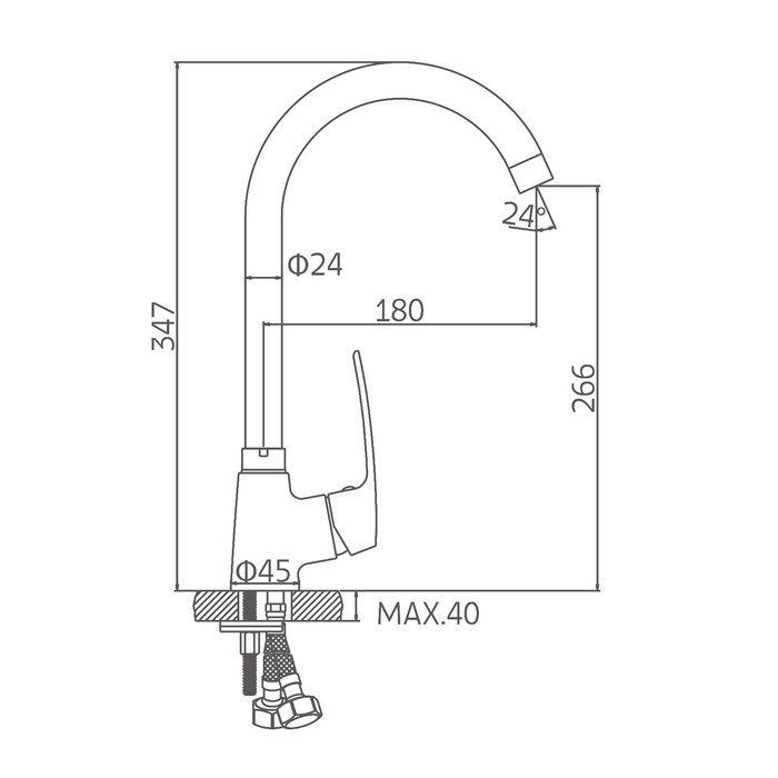 Cмеситель для кухни Accoona A55117, однорычажный, высокий излив, латунь, хром Cмеситель для кухни Accoona A55117, однорычажный, высокий излив, латунь, хром