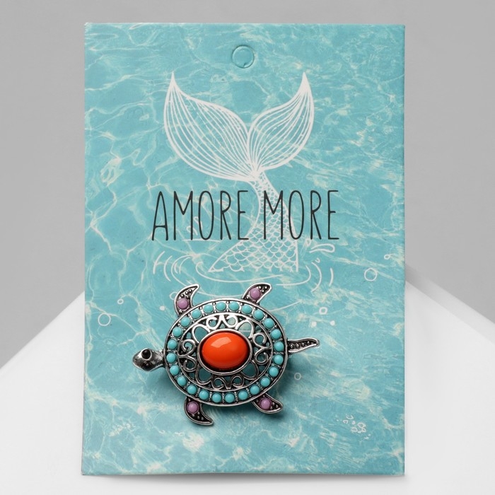 Брошь этника «Черепашка», этническая, цветная в серебре Брошь этника «Черепашка», этническая, цветная в серебре