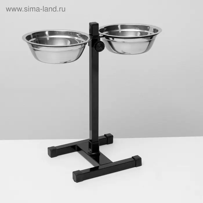 Подставка с мисками, 2&times;700 мл, высота 40 см, разборная, чёрная