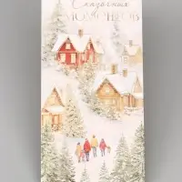Конверт для денег &laquo;С Новым годом. Домики&raquo;, тиснение, 16.5&times;8 см