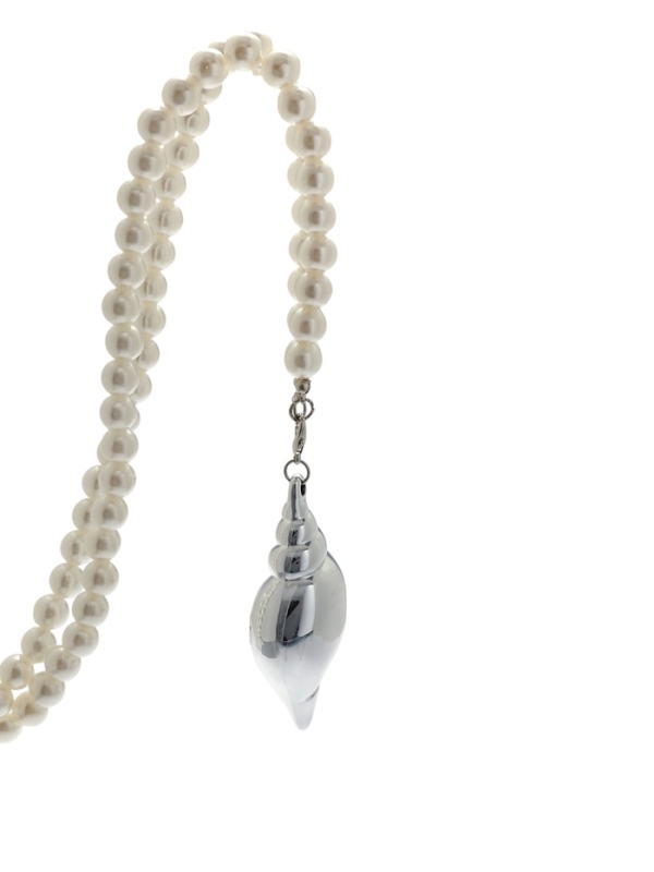 Портупея жемчужная с кулоном «Ракушка», 129 см, белая в серебре Портупея жемчужная с кулоном «Ракушка», 129 см, белая в серебре