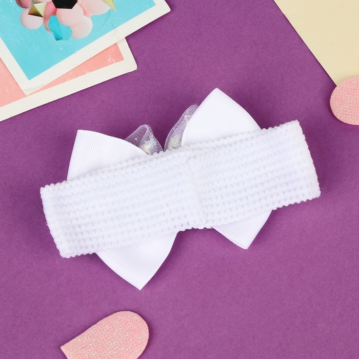 Повязка для волос Повязка для волос "Выбражулька" блеск звёзды, 16х3 см, белый