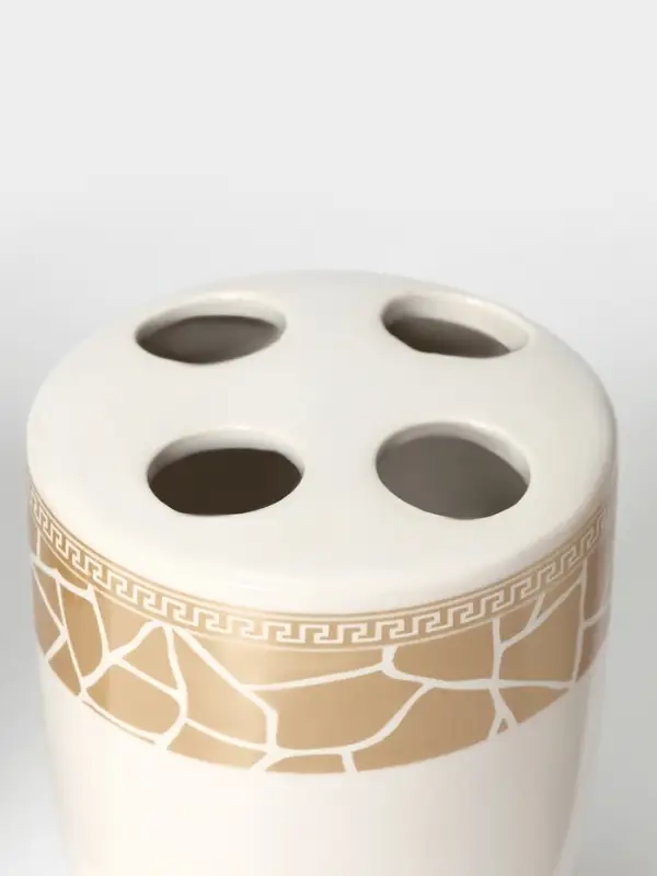 Аксессуары для ванной Доляна &laquo;Мрамор&raquo;, 3 предмета, дозатор с подставкой 550 мл, 2 стакана, белые