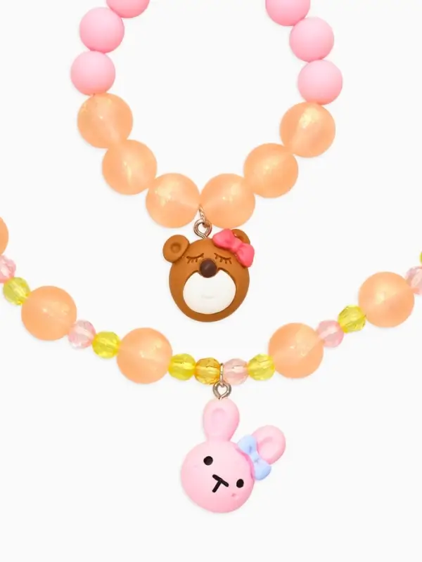 Набор детский "Выбражулька" 2 пред-а: бусы, браслет, мишка, заяц, цветной