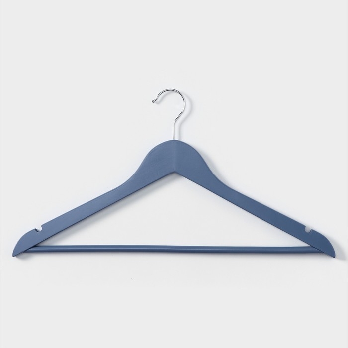 Плечики - вешалки для одежды LaDо́m Brillant, 44,5×23×1,2 см, 3 шт, деревянные, широкие плечики, цвет синий Плечики - вешалки для одежды LaDо́m Brillant, 44,5×23×1,2 см, 3 шт, деревянные, широкие плечики, цвет синий