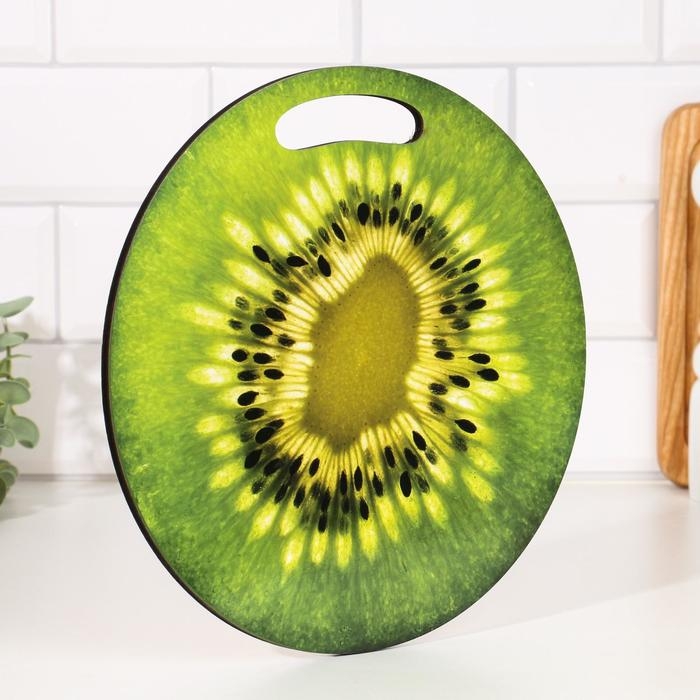 Доска разделочная и сервировочная круглая кухонная  Доска разделочная и сервировочная круглая кухонная "Киви в разрезе", 25,5 см