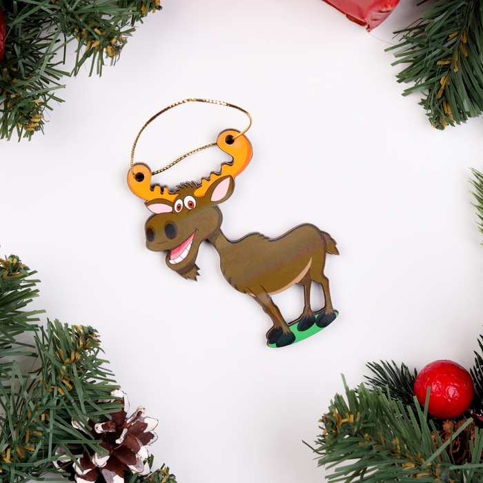 Ёлочная игрушка двусторонняя Ёлочная игрушка двусторонняя "Лось", 9х6 см