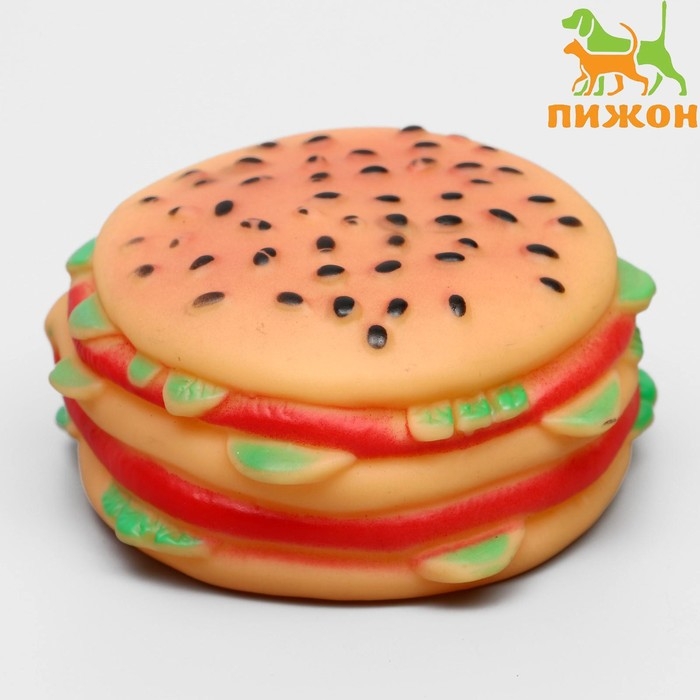 Игрушка пищащая  Игрушка пищащая "Гамбургер с салатом" для собак, 9,5 см