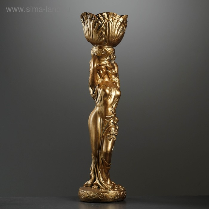 Фигура Фигура "Девушка стоя кашпо на голове средняя" бронза 21х80х21см