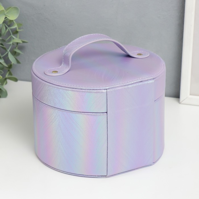 Шкатулка кожзам для украшений круглая  Шкатулка кожзам для украшений круглая "Переливы сирень" 12х17,5х17 см