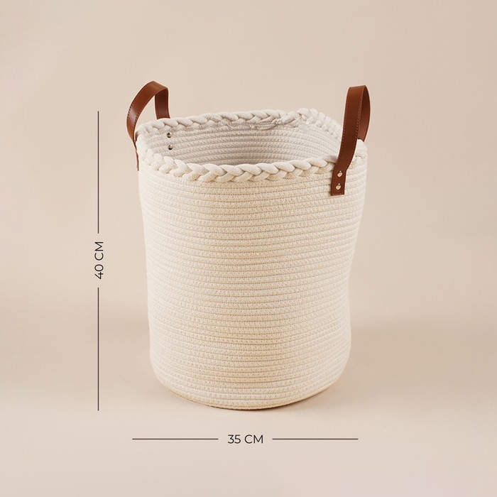 Корзина для белья плетеная круглая SL Home Cotton, хлопок, 35×40 см Корзина для белья плетеная круглая SL Home Cotton, хлопок, 35×40 см