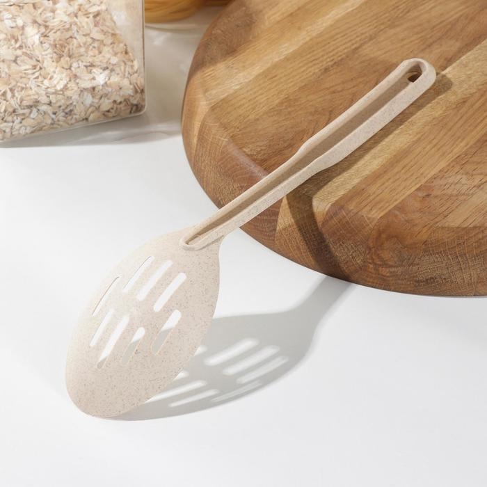 Ложка с прорезями Доляна «Беж», 28,5×6,2 см, цвет бежевый Ложка с прорезями Доляна «Беж», 28,5×6,2 см, цвет бежевый