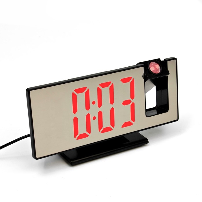 Часы-будильник электронные настольные с проекцией, USB, 18.4 х 7.5 см, красная цифра Часы-будильник электронные настольные с проекцией, USB, 18.4 х 7.5 см, красная цифра