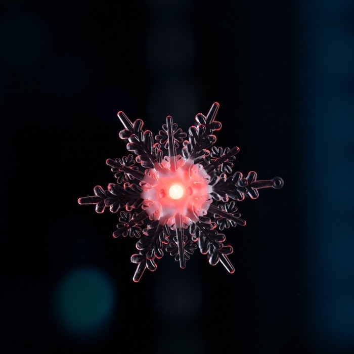 Светодиодная игрушка на липучке «Снежинка» 11 см, батарейки LR44х3 (в комплекте), свечение мульти Светодиодная игрушка на липучке «Снежинка» 11 см, батарейки LR44х3 (в комплекте), свечение мульти