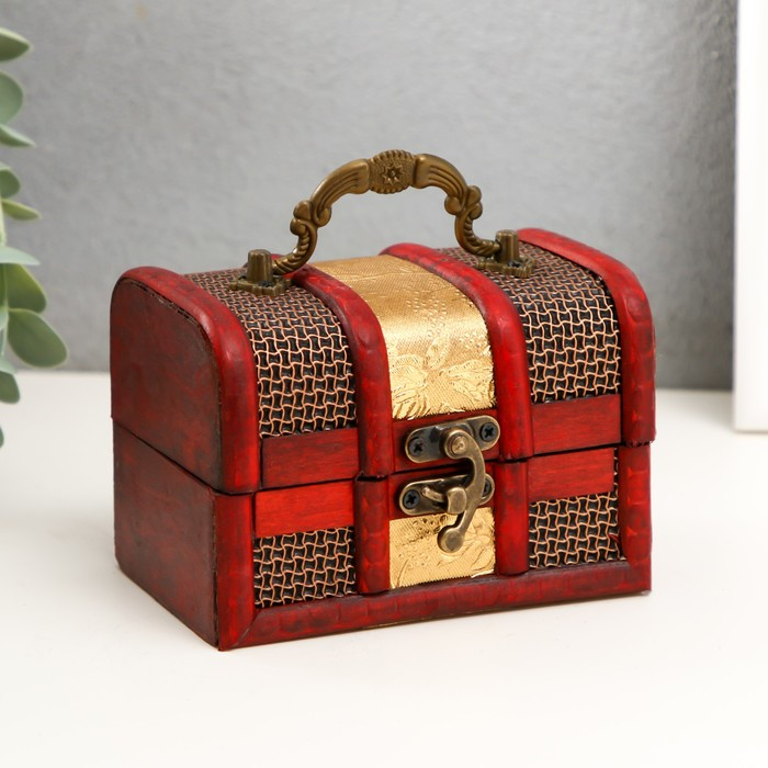 Шкатулка дерево сундучок Шкатулка дерево сундучок "Золотая сеть и штукатурка" 8,5х12х8,5 см