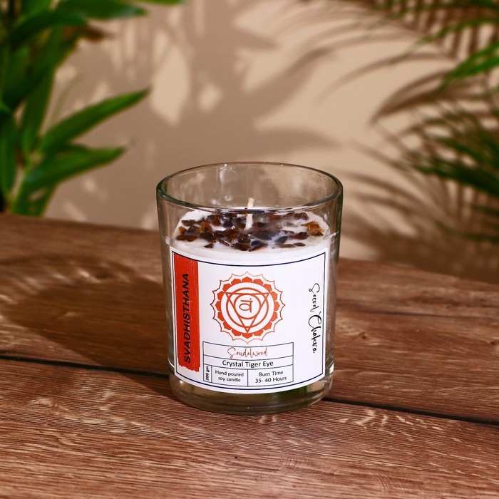 Свеча соевая  Свеча соевая "7 чакр" с кристаллами, 200 гр, Свадхистана