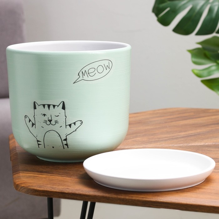 Горшок цветочный Горшок цветочный "Мяун", 5,4 л, микс