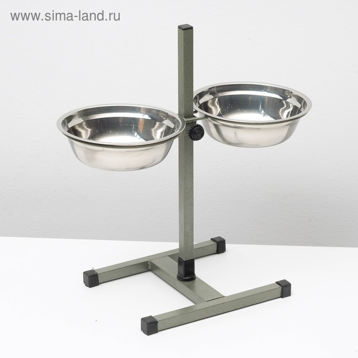 Подставка с мисками, 2 х 1,5 л, высота 50 см, разборная, зелёная Подставка с мисками, 2 х 1,5 л, высота 50 см, разборная, зелёная