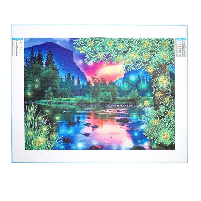 Алмазная мозаика с частичным заполнением и форменными стразами на холсте «Чарующий пейзаж», 30 х 40 см Алмазная мозаика с частичным заполнением и форменными стразами на холсте «Чарующий пейзаж», 30 х 40 см