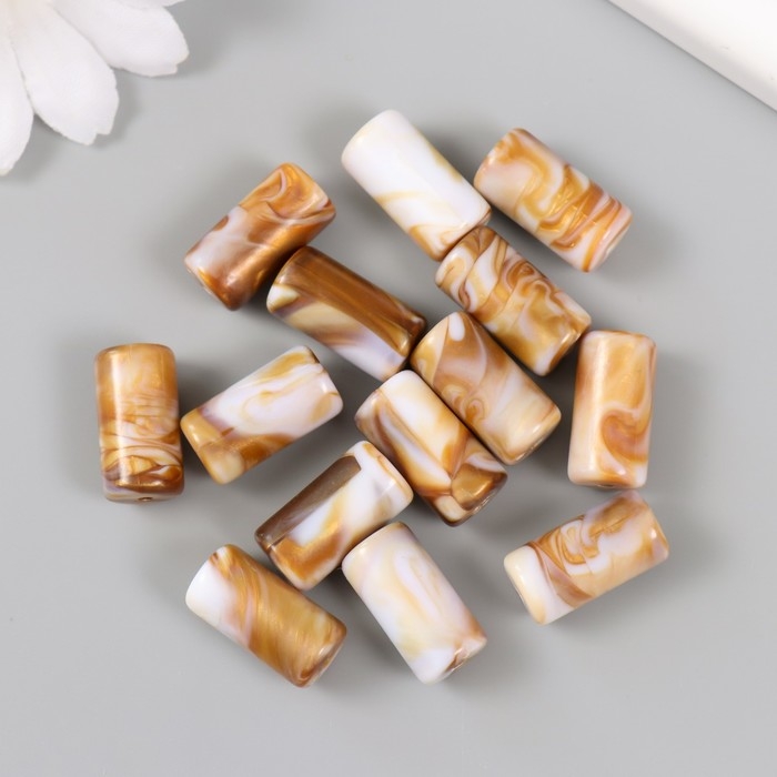 Бусины для творчества пластик Бусины для творчества пластик "Кофе с молоком. Цилиндр" набор 20 гр 1х1х1,9 см