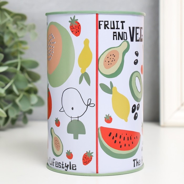 Копилка металл банка Копилка металл банка "Фрукты и овощи" МИКС 8,3х8,3х12,7 см