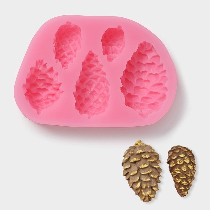 Молд новогодний «Шишки», силикон, 10,2×7×1,6 см, цвет розовый Молд новогодний «Шишки», силикон, 10,2×7×1,6 см, цвет розовый