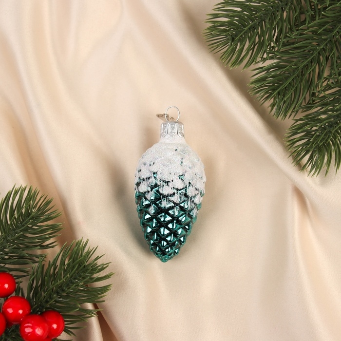 Ёлочное украшение Ёлочное украшение "Шишка в снегу, малахит гл.", в подарочной упаковке, h-9 см