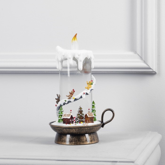 Светодиодная свеча с имбирными пряниками, 14 × 23 × 12 см, пластик, батарейки ААх3 (не в комплекте), USB, свечение тёплое белое Светодиодная свеча с имбирными пряниками, 14 × 23 × 12 см, пластик, батарейки ААх3 (не в комплекте), USB, свечение тёплое белое