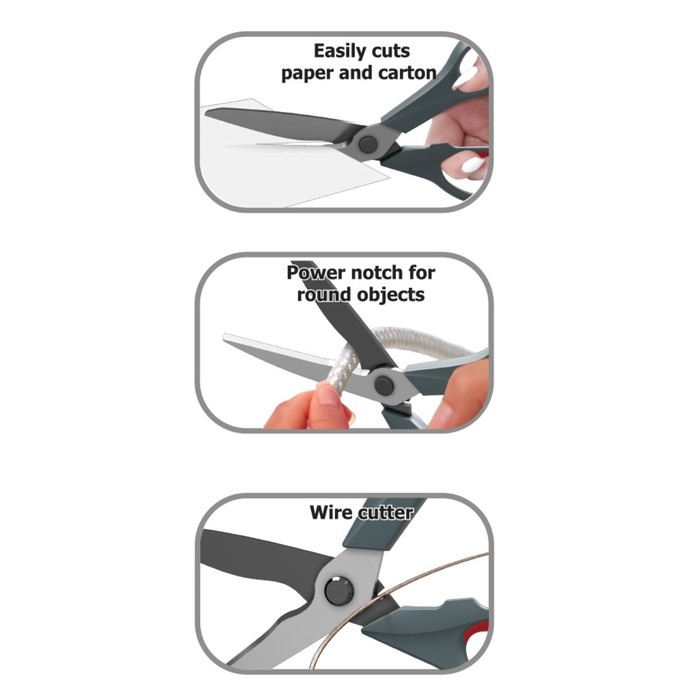 Ножницы 3 в 1, ErichKrause Santoku, 20.5 см, для бумаги, секатор, кусачки, блистер Ножницы 3 в 1, ErichKrause Santoku, 20.5 см, для бумаги, секатор, кусачки, блистер