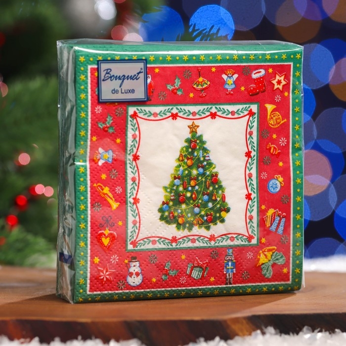 Новый год. Салфетки бумажные Art Bouquet Новый год. Салфетки бумажные Art Bouquet "Новогодняя сказка на красном", 3 слоя, 24x24, 25 листов