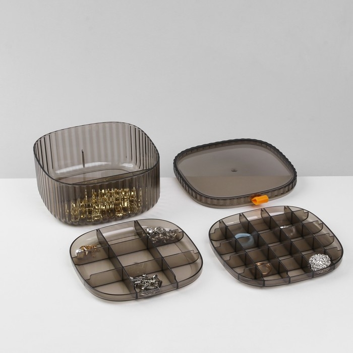 Органайзер для хранения украшений «Лео» 3 уровня, 32 ячейки, 15×15×7,5 см, цвет коричневый Органайзер для хранения украшений «Лео» 3 уровня, 32 ячейки, 15×15×7,5 см, цвет коричневый