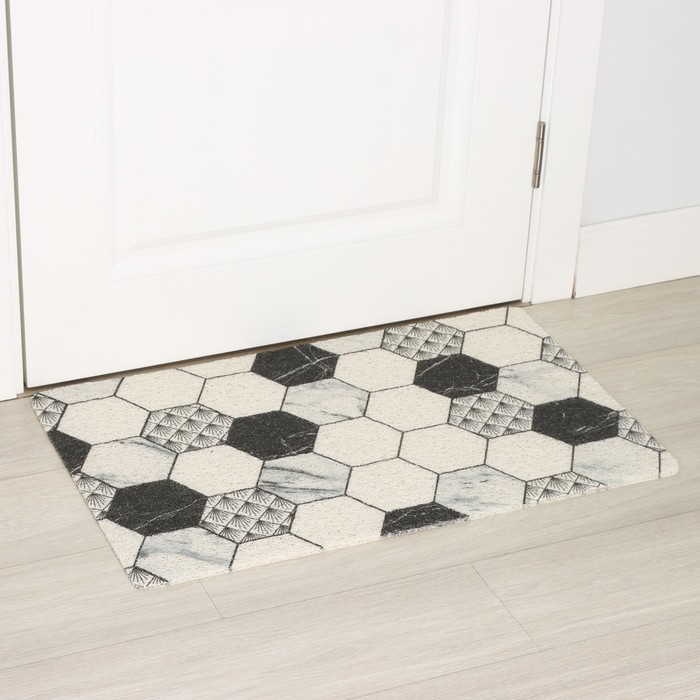 Коврик придверный грязезащитный Доляна «Мрамор», вырезной, 60×90 см, цвет серый Коврик придверный грязезащитный Доляна «Мрамор», вырезной, 60×90 см, цвет серый