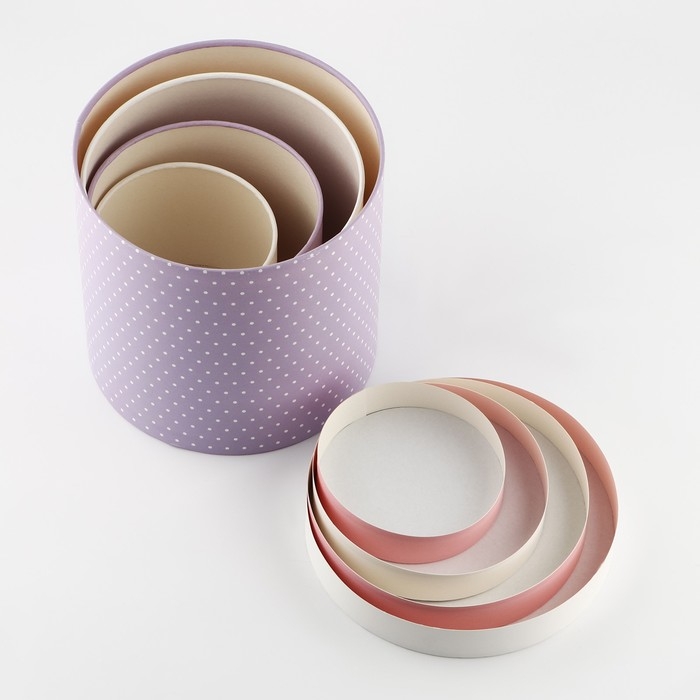 Набор шляпных коробок 4 в 1 «Акварельные цветы», 12 х 12 - 20 х 20 см