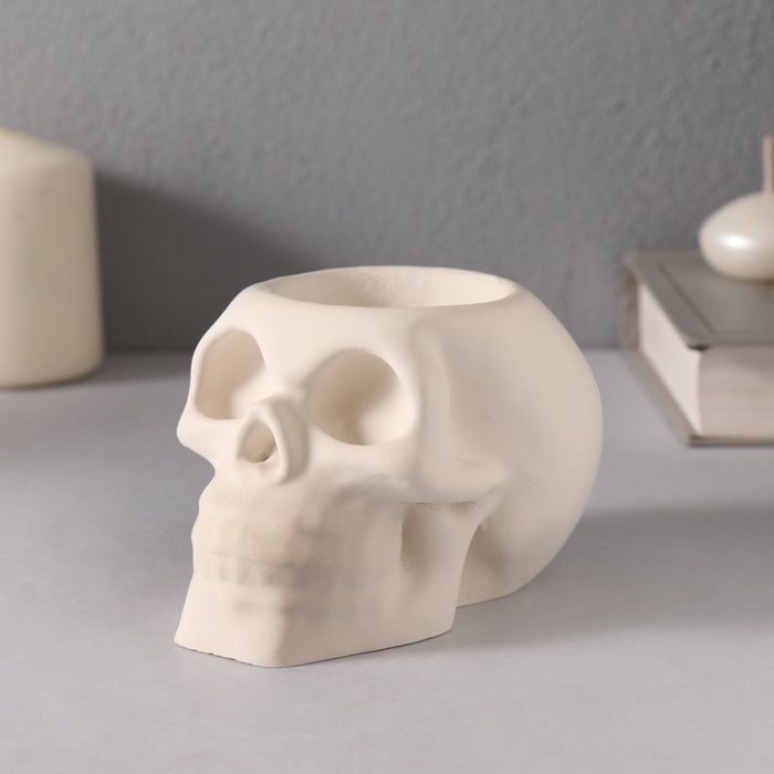 Подсвечник  Подсвечник "Череп " 7*10см белый