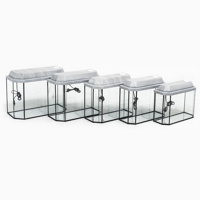 Комплект аквариумов Комплект аквариумов "Матрешка" - 5 шт, Панорамные с крышками, 15 л, 20 л, 25 л, 30 л, 40 л