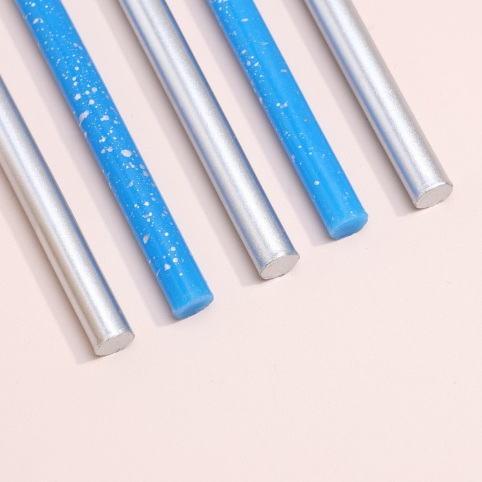 Набор свечей для торта  Набор свечей для торта "Спарк", 12 шт, 8 см, синий и серебряный металлик