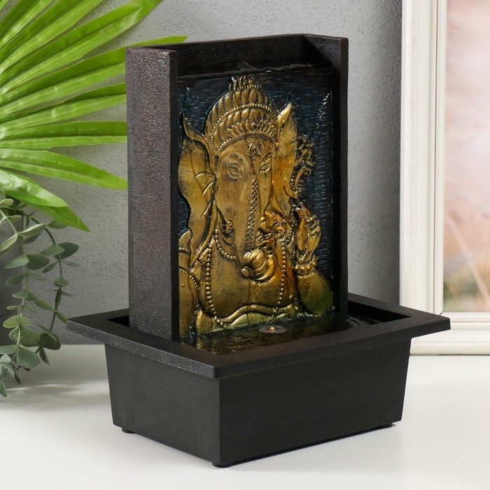 Фонтан настольный от сети, подсветка Фонтан настольный от сети, подсветка "Портрет Ганеша с цветком руке " 21х17х27 см