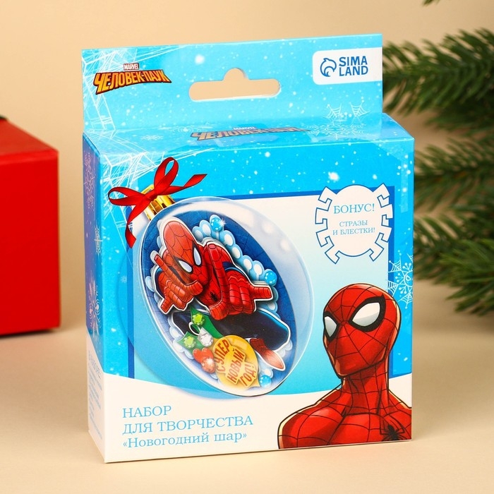 Аппликация 3D в шаре  Аппликация 3D в шаре "Новый год" 8 см, Человек-паук